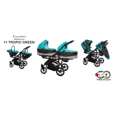 Babyactive Rati dvīņiem 3 vienā Twinni Premium tropic green 11