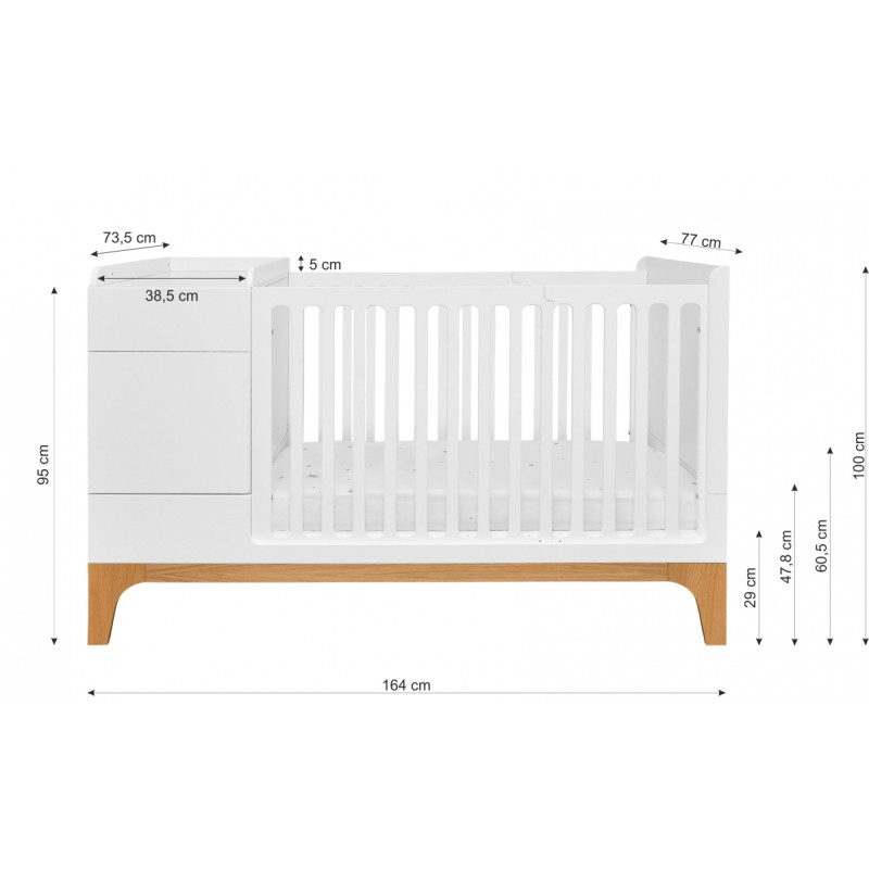 Bellamy Multifunkcionāla bērnu gulta UP 120x70 ar atvilktni un matraci pelēka BUPG