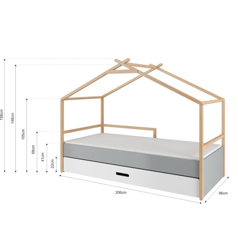 Bellamy Pusaudžu gulta TeePee 200x90 ar atvilktni BPGT