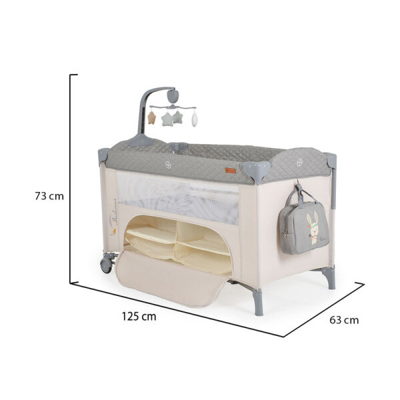 Cangaroo Ceļojumu Gulta Manēža Indiana pelēka