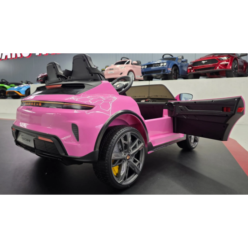 Elektriskā rotaļu mašīna Porsche Taycan 2 vietīgs 24V rozā C4K0988