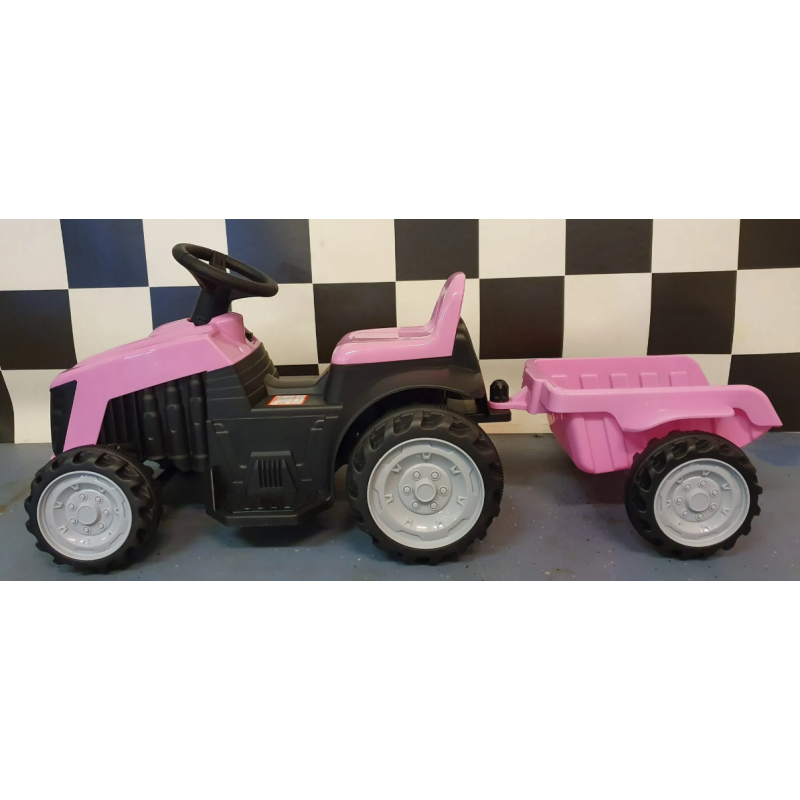 Elektriskais rotaļu traktors ar piekabi 6V rozā C4K1908