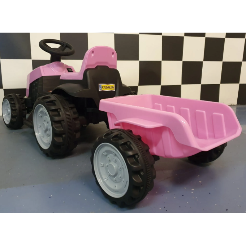 Elektriskais rotaļu traktors ar piekabi 6V rozā C4K1908
