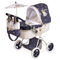 DeCuevas Toys Leļļu rati ar somu un lietussargu Classic Gold 60cm 85032