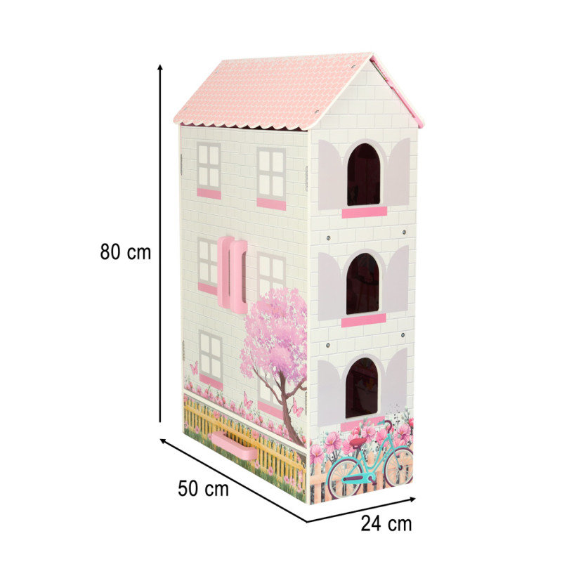 Lulilo Leļļu koka māja Papilio 80cm rozā KX3488