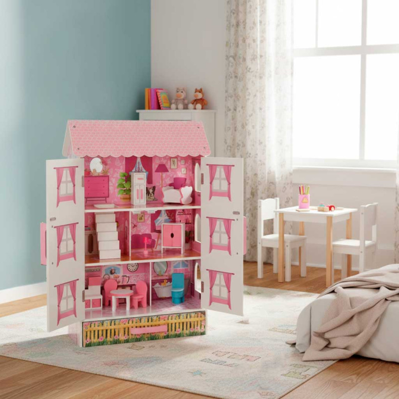 Lulilo Leļļu koka māja Papilio 80cm rozā KX3488