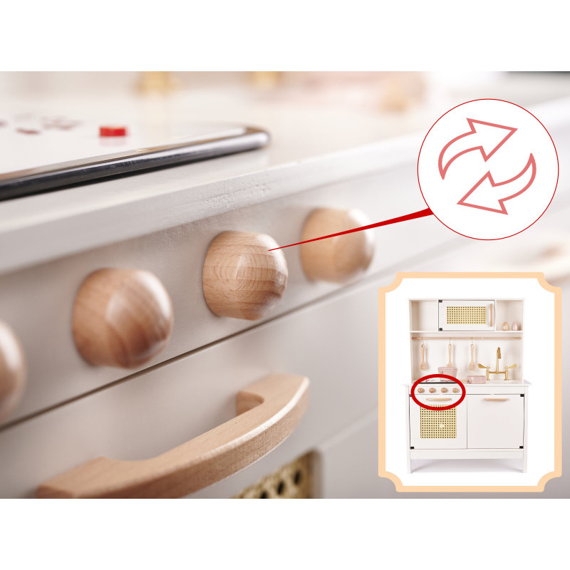 Rotaļu koka virtuve Retro ar piederumiem KX6284