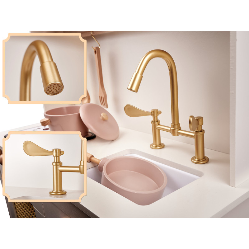 Rotaļu koka virtuve Retro ar piederumiem KX6284