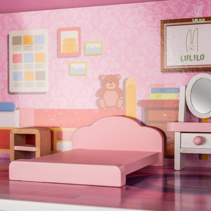 Lulilo leļļu koka māja Tulipo ar piederumiem 70cm KX5192