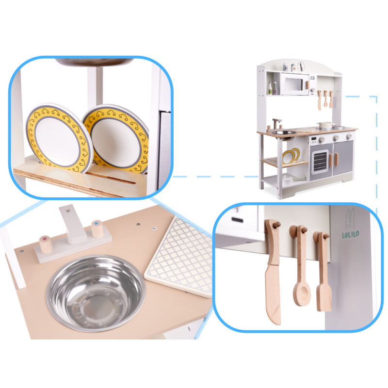 Lulilo Rotaļu koka virtuve Kuketo ar piederumiem KX5548_1