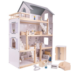 Dolls wooden house with accessories 80cm KX5416