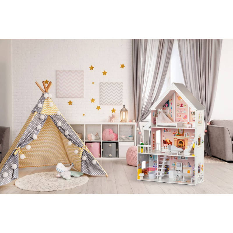 Gerardos Toys Leļļu koka māja ar piederumiem Liselle LED 63425