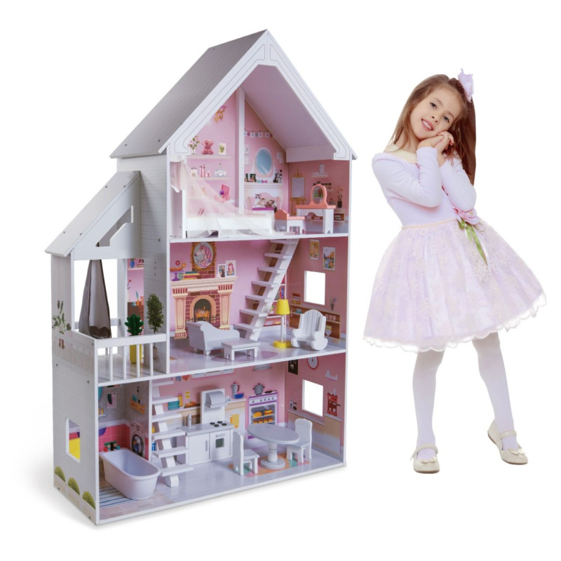 Gerardos Toys Leļļu koka māja ar piederumiem Liselle LED 63425