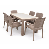 Kunert Dārza mēbeļu komplekts Calma 140x80 ar 6 krēsliem cappuccino 30908