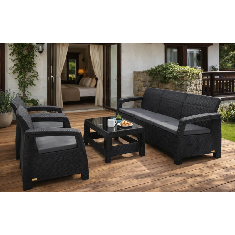 Kunert Dārza mēbeļu komplekts Laguna 3+1+1 grafīts 30878