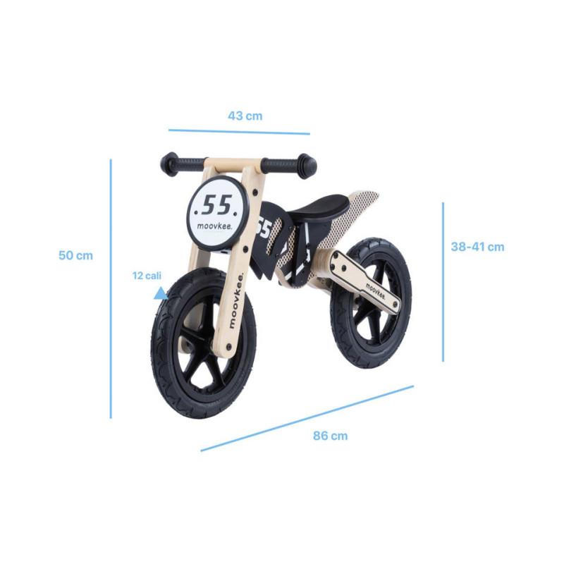 Moovkee Bērnu koka skrejritenis Alex melns 0C062