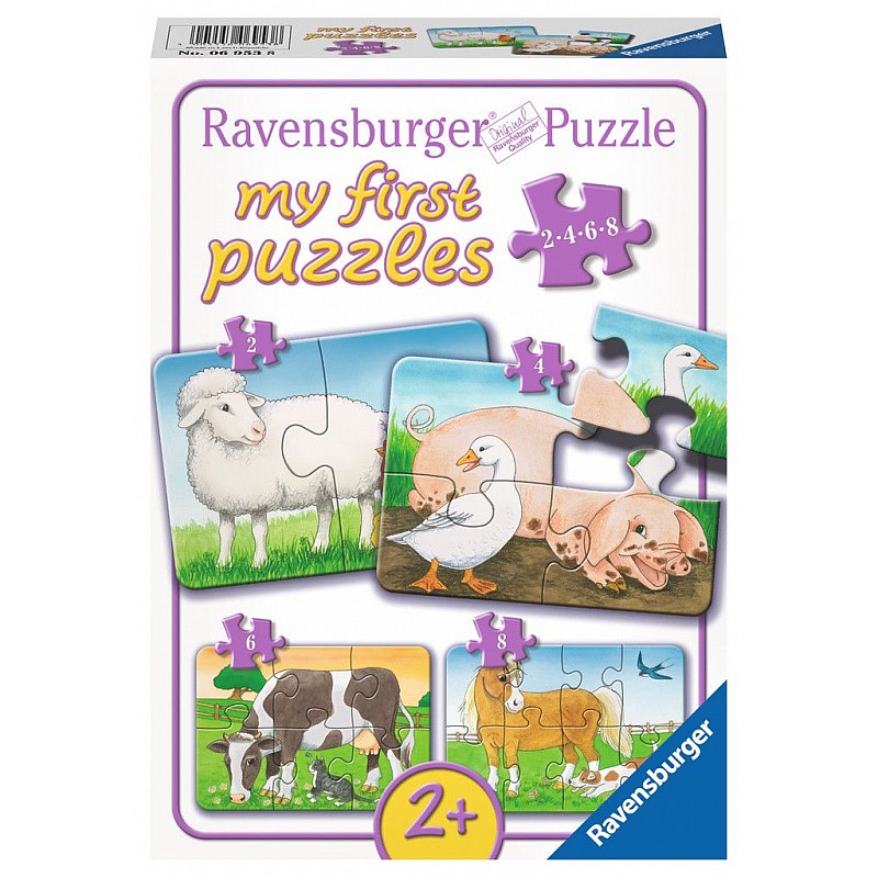 Ravensburger Mana pirmā puzle 2-4-6-8 Lovable Farm Animals 06953