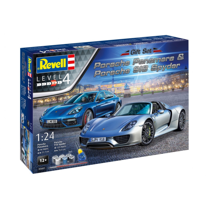 Porsche Panamera & 918 Spyder Cars (2 Kits) w/paint & glue 1/24 Revell  Germany