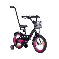Tomabike Велосипед Platinum с ручкой 14 чёрный розовый 