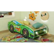 Topbeds Bērnu gulta Green car LED 140x70cm ar matraci 