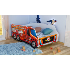 Topbeds Bērnu gulta Truck Ugunsdzēsējs 140x70cm ar matraci 
