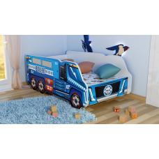 Topbeds Bērnu gulta Truck Police 140x70cm ar matraci 