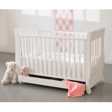 Troll Bērnu gulta Romantica ar nolaižamu malu un atvilktni 120x60cm balta COT-RM0127