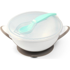 Babyono suction bowl with spoon grey 1063/02