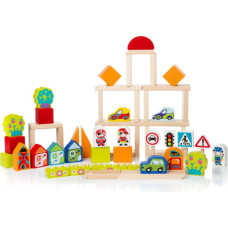 Cubika Wooden construction set and blocks ECO Town for boys 55 pcs