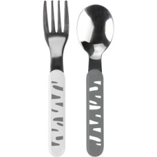 Babyono Stainless steel baby spoon and fork, grey, 1065/01
