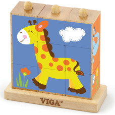 Viga 50834 9Pcs Stacking Cube Puzzle - Wild Animals