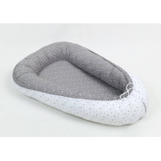 Mamotato baby nest ( cocoon ) - double-sided, small stars, white / grey
