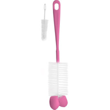 Babyono Baby bottles and teats brush with mini brush & sponge tip, pink 720/02
