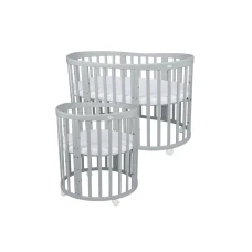 Waldin Transformējamā bērnu gulta - šūpulis 7 vienā ar matraci Oval Grey OWAL-G