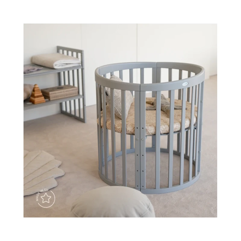 Waldin Transformējamā bērnu gulta - šūpulis 7 vienā ar matraci Oval Grey OWAL-G