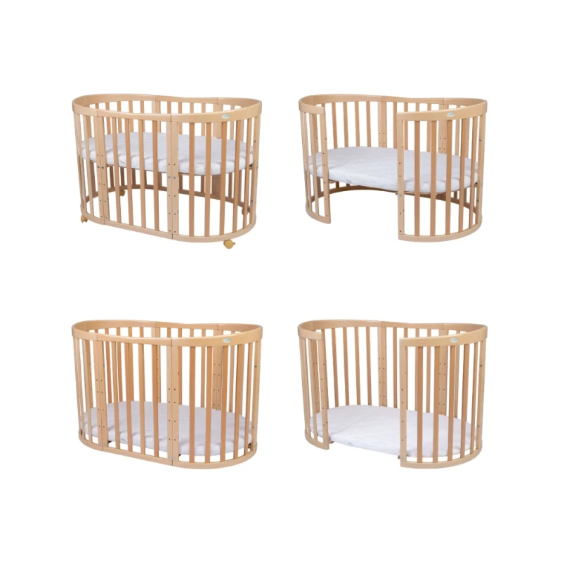 Waldin Transformējamā bērnu gulta - šūpulis 7 vienā ar matraci Oval Grey OWAL-G