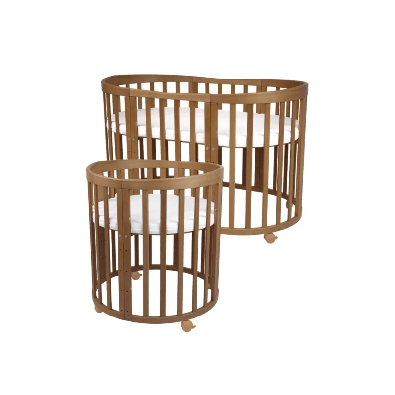 Waldin Transformējamā bērnu gulta - šūpulis 7 vienā ar matraci Oval Vintage OWAL-V
