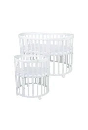 Waldin Transformējamā bērnu gulta - šūpulis 7 vienā ar matraci Oval White OWAL-W