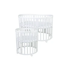Waldin Transformējamā bērnu gulta - šūpulis 7 vienā ar matraci Oval White OWAL-W